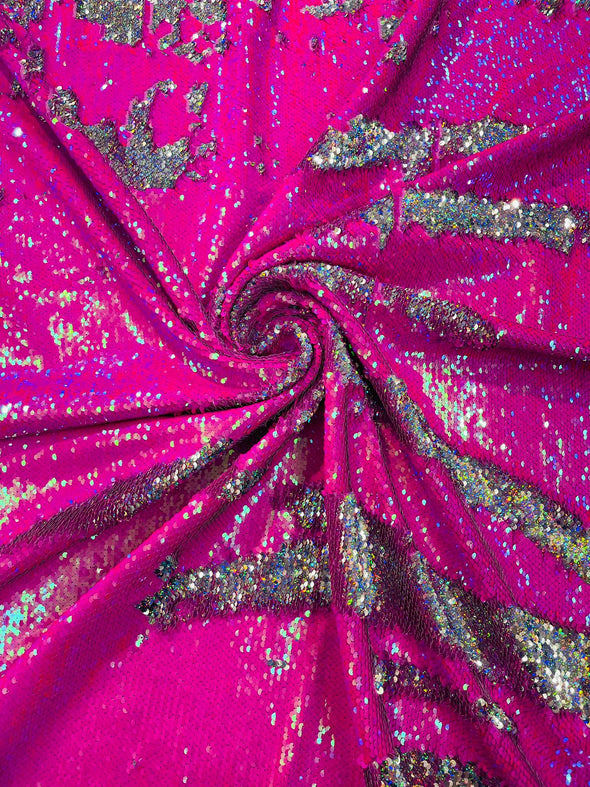 Hot Pink Silver Shiny sequins fabric-shiny reversible/54 inches wide/ sequins/decorations/clothing/pillow