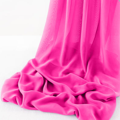 Hot Pink Pack of 5 10ft Wool Dobby Chiffon Table Runner 29x120 Inches Runner for Wedding, Decorations for Birthday Parties, Banquets, Engagements, Sheer