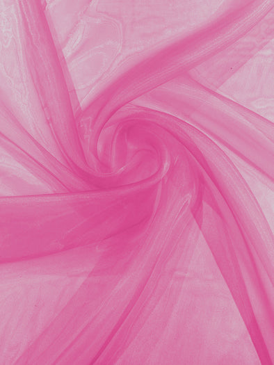 Hot Pink 58/60"Wide 100% Polyester Soft Light Weight, Sheer Crystal Organza Fabric Sold By The Yard