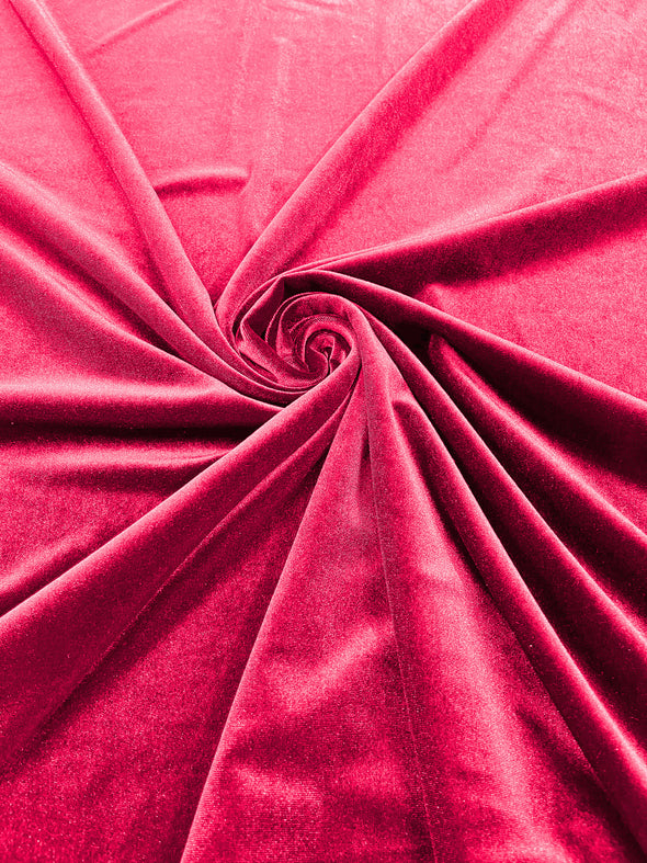 Hot Pink 60" Wide 90% Polyester 10 percent Spandex Stretch Velvet Fabric for Sewing Apparel Costumes Craft, Sold By The Yard.