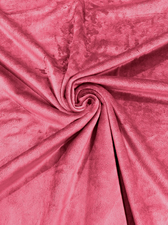 Hot Pink Minky Solid Silky Plush Faux Fur Fabric - Sold by the yard