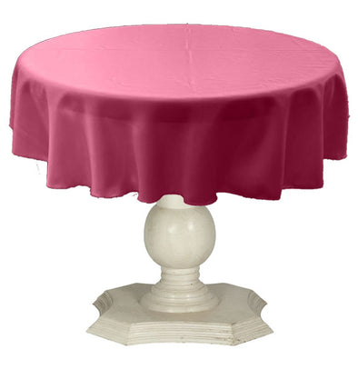 Hot Pink Round Tablecloth Solid Dull Bridal Satin Overlay for Small Coffee Table Seamless