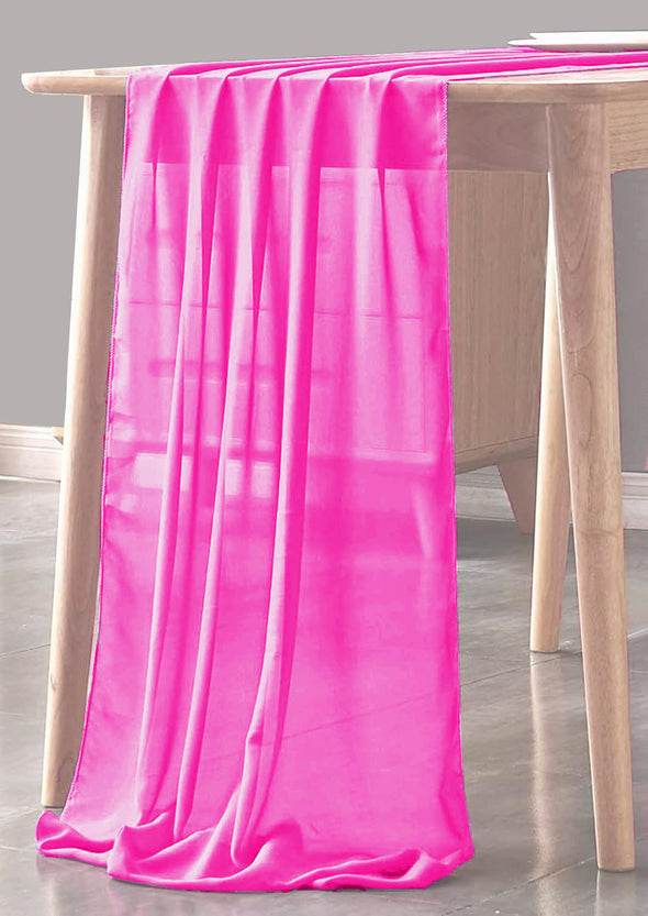 Hot Pink Sheer Table Runner for Wedding, Decorations for Birthday Parties, Banquets, Engagements.