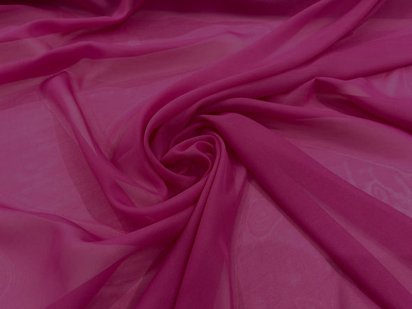 Hot Pink Polyester 58/60" Wide Soft Light Weight, Sheer, See Through Chiffon Fabric Sold By The Yard.