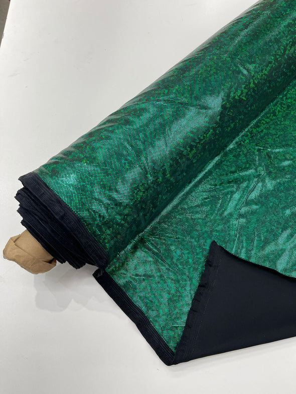 Hunter Black  Shattered Glass Foil Hologram/58” Wide/4 Way Stretch Spandex Nylon Tricot. Sold by the yard.