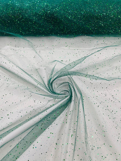 Hunter Green Glitter tulle sequins / tulle glitter for dresses/ mesh glitter fabric/ costume fabric/ wholesale