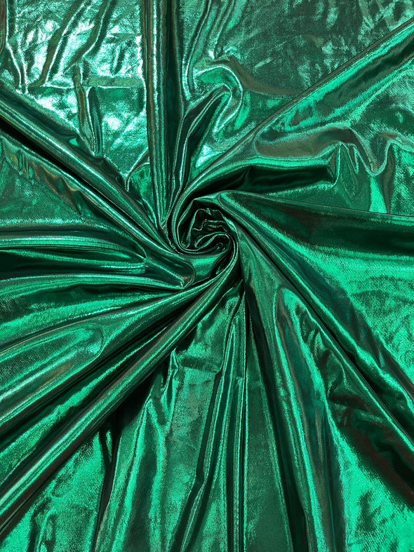 Hunter Green Metallic Lame Foil/ Polyester Fabric/Stretch Fabric/Light Weight/ 58 Inches Wide