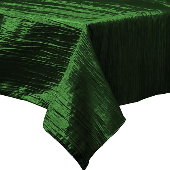 Hunter Green Square Light Weight Accordion Design Crushed Taffeta Seamless Table Overlay. (Copy)