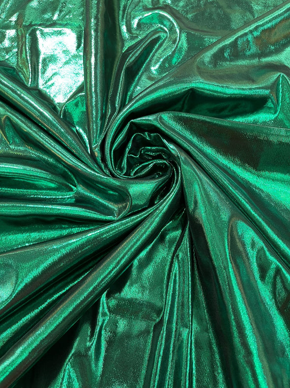 Hunter Green Metallic Lame Foil/ Polyester Fabric/Stretch Fabric/Light Weight/ 58 Inches Wide