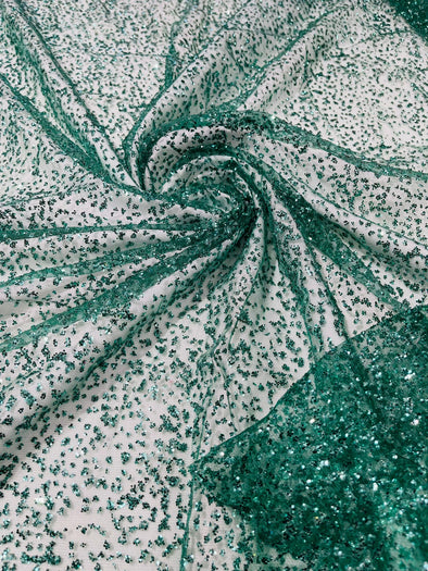 Hunter Green Chunky tulle glitter fabric shimmer/ tulle glitter for dresses/ mesh glitter fabric/ costume fabric/ wholesale.