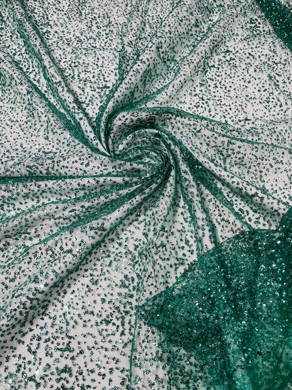 Hunter Green Chunky tulle glitter fabric shimmer/ tulle glitter for dresses/ mesh glitter fabric/ costume fabric/ wholesale.