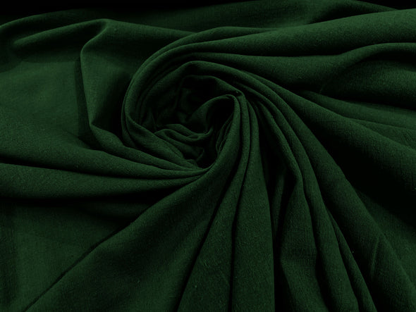 Hunter Green Cotton Gauze Fabric Wide Crinkled Lightweight Sold by The Yard