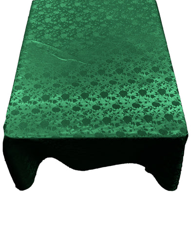 Hunter Green Roses Jacquard Satin Rectangular Tablecloth Seamless/Party Supply.