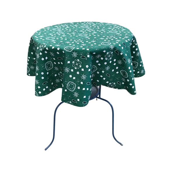 Hunter Green Round Print Poly Cotton Tablecloth Bandanna ( Choose Size Below )