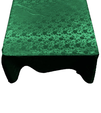 Hunter Green Square Tablecloth Roses Jacquard Satin Overlay for Small Coffee Table Seamless