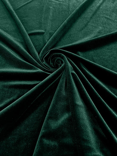 Hunter Green 60" Wide 90% Polyester 10 percent Spandex Stretch Velvet Fabric for Sewing Apparel Costumes Craft, Sold By The Yard.