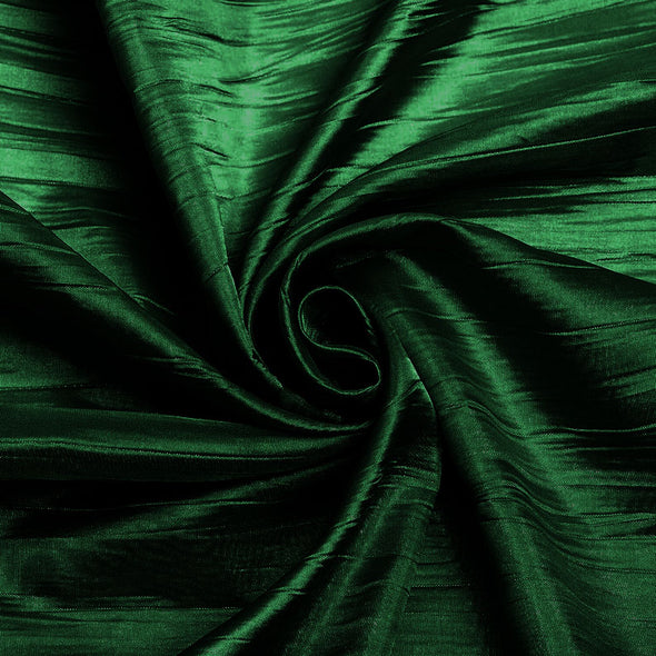 Hunter Green Crushed Taffeta Fabric - 54" Width - Creased Clothing Decorations Crafts - Sold By The Yard