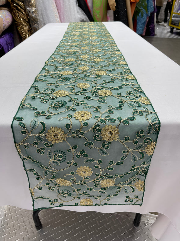 12" Wide x 90" Long Metallic Embroidery Lace Table Runner Wedding Decoration