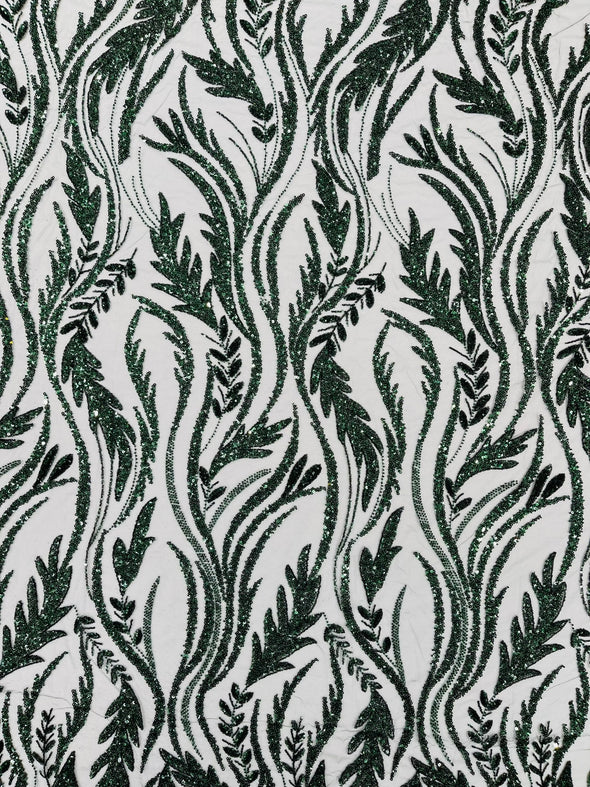 Luxury Festival Beaded Vine Lace Fabric, Sold by The Yard.