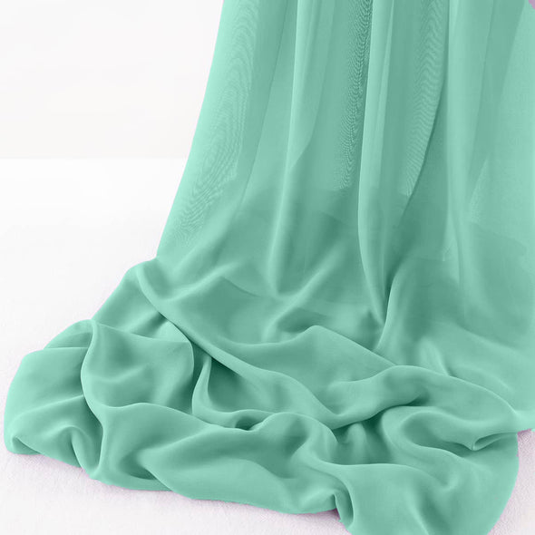 Ice Mint Pack of 10 10ft Wool Dobby Chiffon Table Runner 29x120 Inches Runner for Wedding, Decorations for Birthday Parties, Banquets, Engagements, Sheer