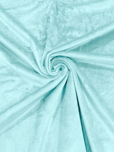 Icy Blue Minky Solid Silky Plush Faux Fur Fabric - Sold by the yard