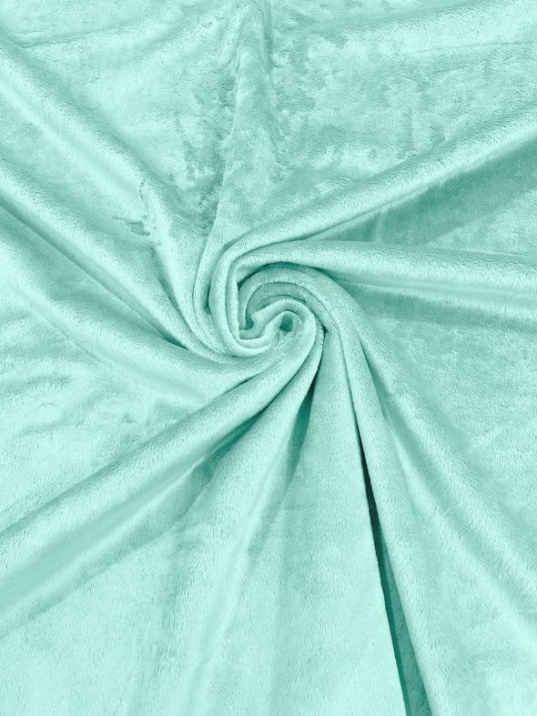 Icy Mint Minky Solid Silky Plush Faux Fur Fabric - Sold by the yard