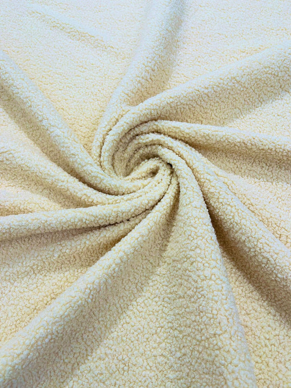 Polyester Mechanical Stretch Soft Faux Sherpa Fleece Fabric/by The Yard.