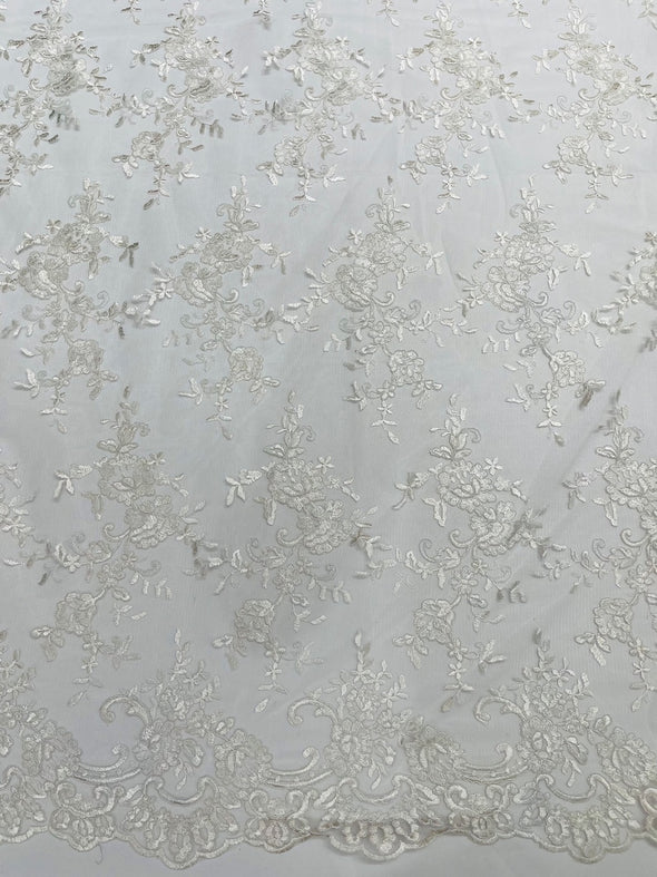 Bloom corded lace and embroider with sequins on a mesh -Sold by the yard