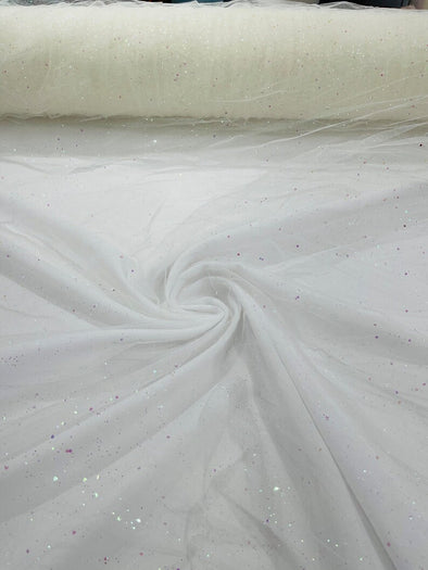 Ivory Iridescent Glitter tulle sequins / tulle glitter for dresses/ mesh glitter fabric/ costume fabric/ wholesale