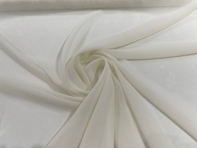 Ivory Polyester 58/60" Wide Soft Light Weight, Sheer, See Through Chiffon Fabric Sold By The Yard.