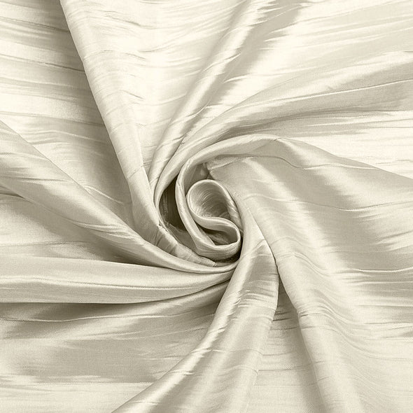 Ivory Crushed Taffeta Fabric - 54" Width - Creased Clothing Decorations Crafts - Sold By The Yard