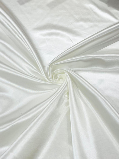 Ivory Heavy Shiny Bridal Satin Fabric for Wedding Dress, 60" inches wide sold by The Yard. Modern Color