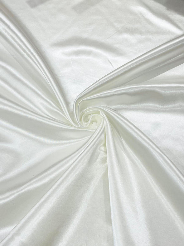 Ivory Heavy Shiny Bridal Satin Fabric for Wedding Dress, 60" inches wide sold by The Yard. Modern Color