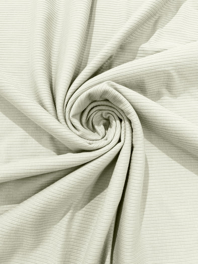 Ivory Stretch Rib Knit Fabric Polyester Spandex. By The Yard.