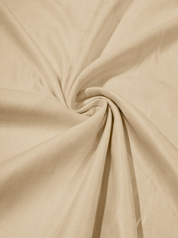 Ivory Faux Suede Polyester Fabric | Microsuede | 58" Wide | Upholstery Weight, Tablecloth, Bags, Pouches, Cosplay, Costume