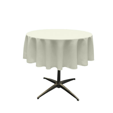 Ivory Solid Round Polyester Poplin Tablecloth Seamless