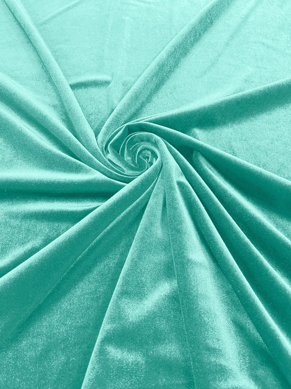 Jade 60" Wide 90% Polyester 10 percent Spandex Stretch Velvet Fabric for Sewing Apparel Costumes Craft, Sold By The Yard.