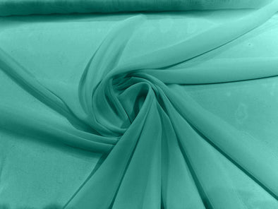Jade Polyester 58/60" Wide Soft Light Weight, Sheer, See Through Chiffon Fabric Sold By The Yard.