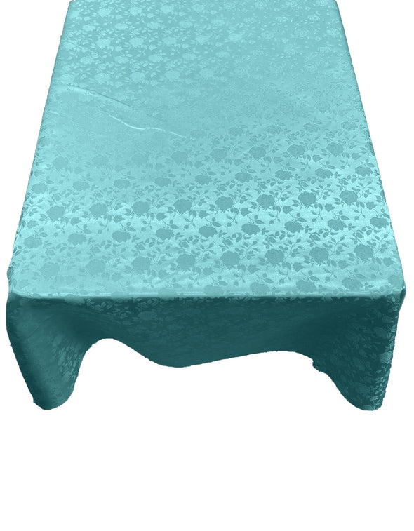 Jade Roses Jacquard Satin Rectangular Tablecloth Seamless/Party Supply.