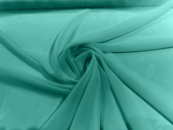 Jade Polyester 58/60" Wide Soft Light Weight, Sheer, See Through Chiffon Fabric Sold By The Yard.