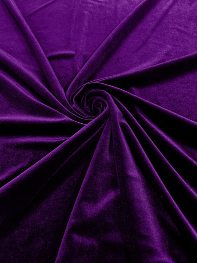 Jewel Purple 60" Wide 90% Polyester 10 percent Spandex Stretch Velvet Fabric for Sewing Apparel Costumes Craft, Sold By The Yard.