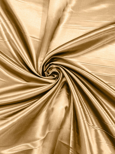 Khaki Heavy Shiny Bridal Satin Fabric for Wedding Dress, 60" inches wide sold by The Yard. Modern Color
