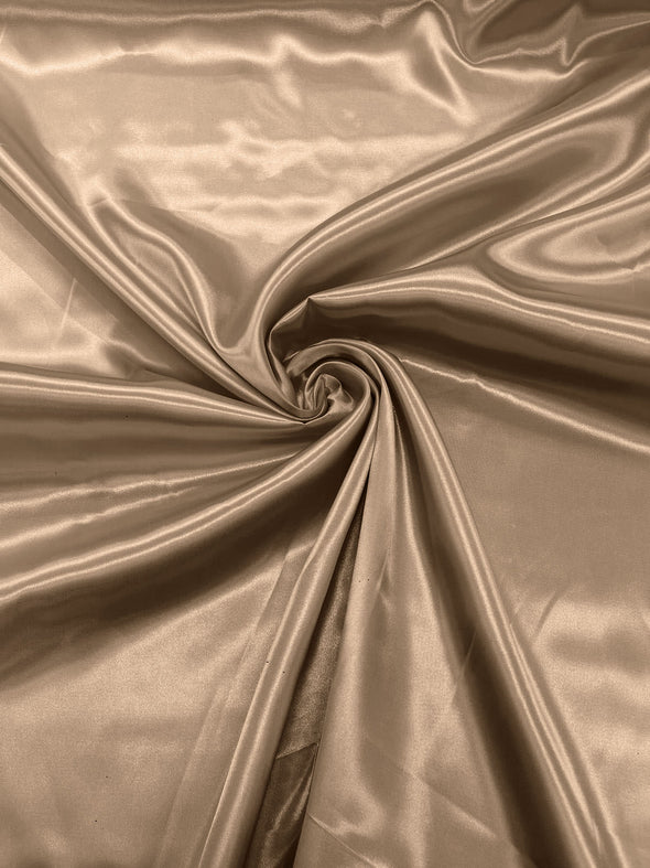 Khaki Shiny Charmeuse Satin Fabric for Wedding Dress/Crafts Costumes/58” Wide /Silky Satin