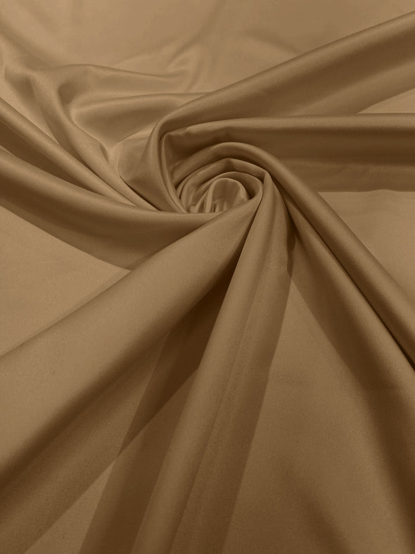 Khaki Matte Stretch Lamour Satin Fabric 58" Wide/Sold By The Yard. New Colors