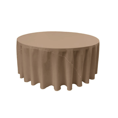 Khaki Solid Round Polyester Poplin Tablecloth With Seamless