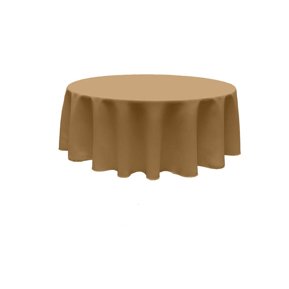 Khaki Round Polyester Poplin Tablecloth Seamless