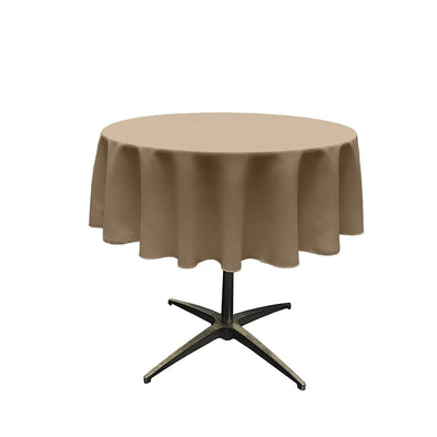 Khaki Solid Round Polyester Poplin Tablecloth Seamless
