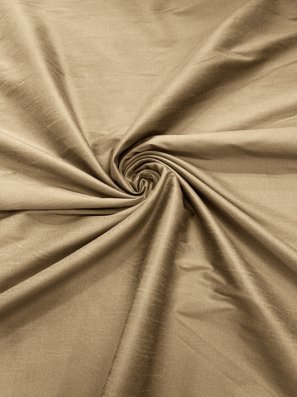 Khaki Polyester Dupioni Faux Silk Fabric/ 55” Wide/Wedding Fabric/Home Décor.