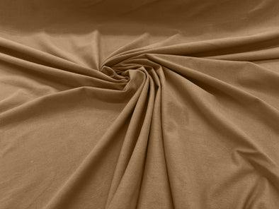 Khaki 58/60" Wide Cotton Jersey Spandex Knit Blend 95% Cotton 5 percent Spandex/Stretch Fabric/Costume