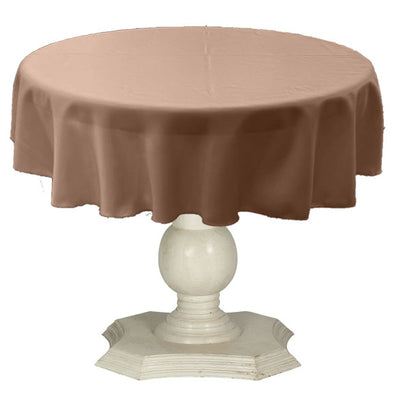 Khaki Round Tablecloth Solid Dull Bridal Satin Overlay for Small Coffee Table Seamless